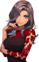 AI GENERATED - Sticker - Anime Girl Blue and Red Hair 24212248 PNG