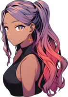 AI GENERATED - Sticker - Anime Girl Purple Hair 24212245 PNG