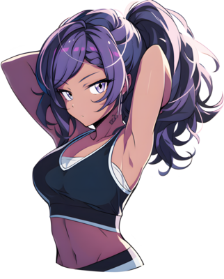 AI GENERATED - Sticker - Anime Girl Purple Hair 24212245 PNG