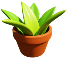 3D rendering plant pot with leaves icon illustration. 3D object sign png