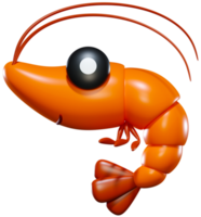 3D render cartoon cute shrimp seafood character illustration png