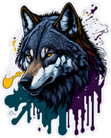 Wolf Kopf Logo Aufkleber mit ai generativ png