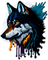 hoofd van wild wolf sticker met ai generatief png