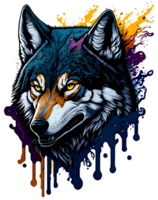 wild Wolf Kopf Logo Maskottchen mit ai generativ png