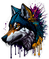 Wild Wolf Head Sticker with png