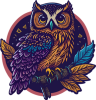 coloré art de hibou logo mascotte avec ai génératif png