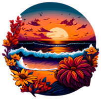 Sunset at the beach sticker with png