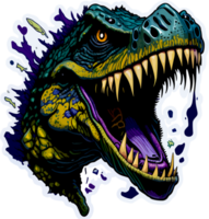 dinosaurio rex ilustración pegatina con ai generativo png