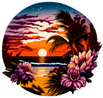 zonsondergang Bij strand sticker met ai generatief png