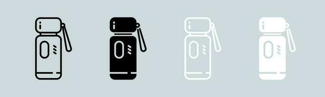 Thermos icon set in black and white. Hot water signs vector illustration.