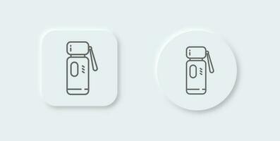 Thermos line icon in neomorphic design style. Hot water signs vector illustration.