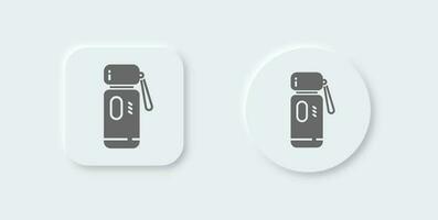 Thermos solid icon in neomorphic design style. Hot water signs vector illustration.