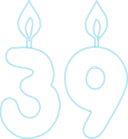 Number 39 with candle festive design. png