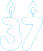 Number 37 with candle festive design. png