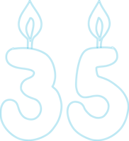 Number 35 with candle festive design. png