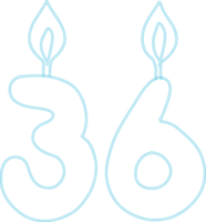 Number 36 with candle festive design. png