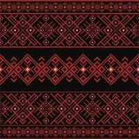 Textile pattern on dark vector background. Seamless ethnic design pattern.