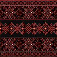 Textile pattern on dark vector background. Seamless ethnic design pattern.