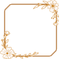 elegante oro cuadrado flores y hojas marco para Boda invitaciones, compromiso invitaciones, logotipos, saludo tarjeta png