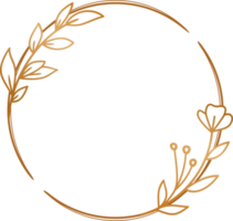 elegant Gold Kreis Blumen- Rahmen zum Hochzeit Einladung, Engagement Einladung, Gruß Karte, oder Logo png