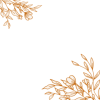 schön Gold Blumen- Ecke Rand mit Hand gezeichnet Blätter und Blumen zum Hochzeit oder Engagement png
