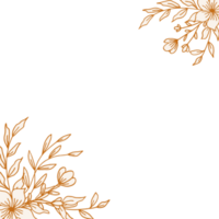 schön Gold Blumen- Ecke Rand mit Hand gezeichnet Blätter und Blumen zum Hochzeit oder Engagement png