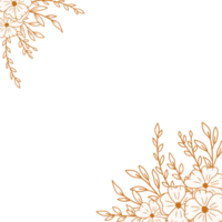 elegant goud bloemen hoek grens met hand- getrokken bladeren en bloemen voor bruiloft of verloving png