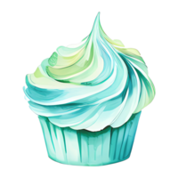 sweet watercolor cupcake, transparent background, isolated, no background, png