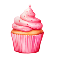 sweet watercolor cupcake, transparent background, isolated, no background, png