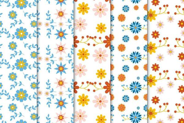 White paper flowers pattern seamless vecvtor free download