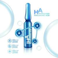 Hyaluronic acid ampoules Serum Skin Care Cosmetic vector