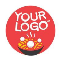 meatball and noodles company minimalism red circle logo template vector