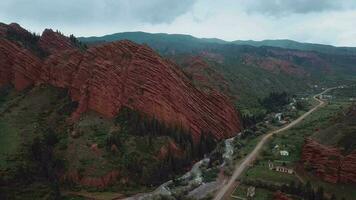 Nature And Rocks Of Jety Oguz In Kyrgyzstan, Aerial View video