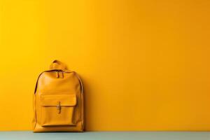 Minimalist background with school bag. Illustration AI Generative photo