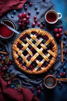 Summer pie with berries. Illustration photo