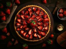 Strawberry tart. Illustration AI Generative photo