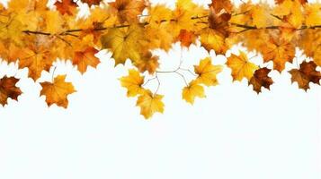 Autumn leaves border isolated. Illustration AI Generative photo