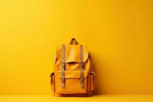 Minimalist background with school bag. Illustration AI Generative photo