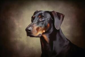 Portrait of a cute doberman dog created with technology. photo