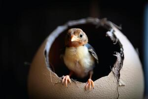 pájaro en un cáscara de huevo foto