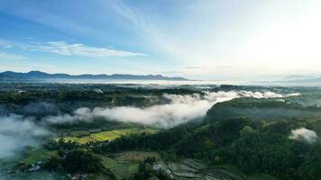 Aerial View of Ngarai Sianok Canyon, Tabiang Takuruang, Sumatera Barat. Bukittinggi, Indonesia, January 28, 2023 photo