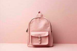 Minimalist background with school bag. Illustration AI Generative photo