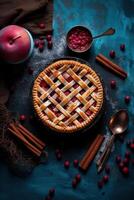 Summer pie with berries. Illustration photo