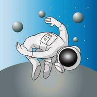 illustration vector graphic of an astronaut doing somersaults