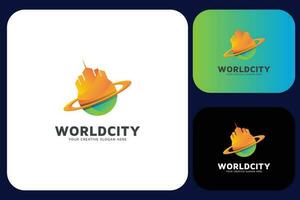 mundo ciudad logo diseño modelo vector