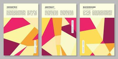 Colorful abstract geometric vertical background template copy space set. Polygon backdrop design for poster, banner, leaflet, pamphlet, cover, flyer, or magazine design. vector