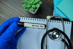 Concept of IgG Level - Test with blood sample. photo