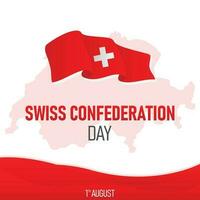 Swiss Confederation Day with Red map of the country vector