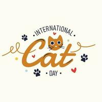 internacional gato día vector tipografía símbolo