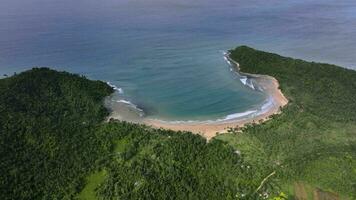 Wild Bay With A Beach Near San Vicente, Philippines Aerial video